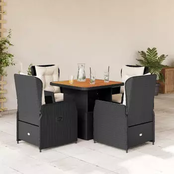 vidaXL Garten-Essgruppe 5-tlg. Poly Rattan Beige mit Kissen (3262776)