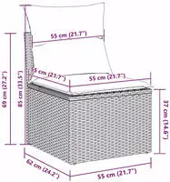 vidaXL Gartensofa-set 12 pcs Schwarz Poly-Rattan