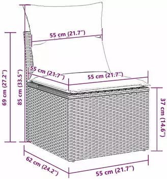 vidaXL Garten-Sofa-Set 12-teilig mit Kissen, Poly-Rattan, Schwarz (3362945)