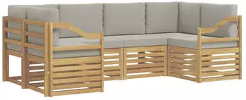 vidaXL Ecksofa Set 6-tlg. Wei&szlig; und Hellgrau