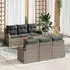 vidaXL Garten-Sofagarnitur 7-tlg. mit Kissen, Poly-Rattan/Akazie, Grau (3347524)