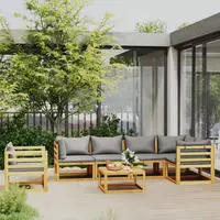 vidaXL 7-tlg. Garten-Lounge-Set mit Auflagen Massivholz Akazie