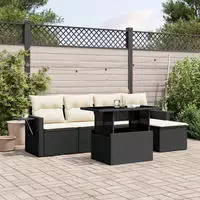 vidaXL 6-tlg. Garten-Sofagarnitur mit Kissen Beige Poly Rattan
