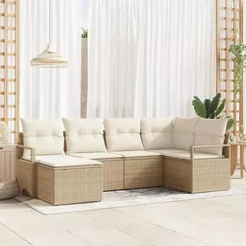 vidaXL Garten Sofa Set 8-teilig Poly-Rattan Beige (3346481)