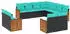 vidaXL Gartensofa-Set 11-teilig mit Kissen, schwarzes Polyrattan (3228178)