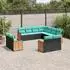 vidaXL Gartensofa-Set 11-teilig mit Kissen, schwarzes Polyrattan (3228178)