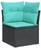 vidaXL Gartensofa-Set 11-teilig mit Kissen, schwarzes Polyrattan (3228178)
