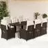 vidaXL Garten-Essgruppe 9-tlg. mit Kissen, Poly Rattan, Braun (3212987)