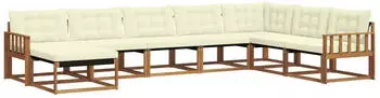 vidaXL Outdoor-Sofagarnitur mit Kissen 8-tlg. Akazienholz Natur/Creme (3369741)