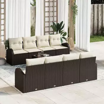 vidaXL Garten-Sofa-Set 9-teilig Poly-Rattan Braun (3345968)