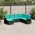 vidaXL Gartensofa-Set 7-teilig mit Kissen, Polyrattan Schwarz (3220496)