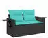 vidaXL Gartensofa-Set 7-teilig mit Kissen, Polyrattan Schwarz (3220496)