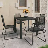 vidaXL 5-tlg. Garten-Essgruppe PVC Rattan Schwarz