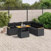 vidaXL 7-tlg. Garten-Sofagarnitur mit Kissen Grau Poly Rattan