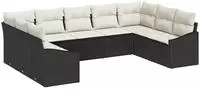 vidaXL Gartensofa-set mit Speicher 9 pcs Schwarz und Creme Poly-Rattan