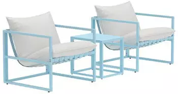 Venture Home Messina Outdoor Lounge-Set Hellblau, 2 Sessel & Tisch (60-9785-555)