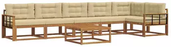 vidaXL Outdoor-Sofagarnitur mit Kissen 7-tlg., Natur/Beige (3367696)