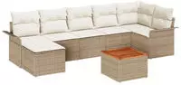 vidaXL Gartensofa-set mit Speicher 8 pcs Beige und Creme Poly-Rattan