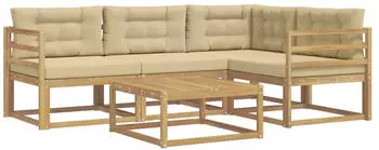 vidaXL Garten-Sofagarnitur 5-tlg. Akazienholz Wei&szlig; & Beige 79x79x37cm (3386397)