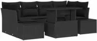 vidaXL Garten-Sofa-Set mit Kissen 7 pcs Schwarz