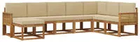 vidaXL Outdoor-Sofagarnitur 8 pcs Natur und Beige Massivholz Akazie