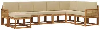 vidaXL Outdoor-Sofagarnitur 8-tlg. Akazienholz Natur/Beige (3385459)