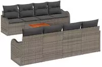 vidaXL Gartensofa-set mit Speicher 9 pcs Grau Poly-Rattan