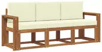 vidaXL Outdoor-Sofagarnitur mit Kissen 3 pcs Natur und Creme