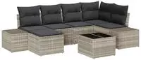vidaXL Garten-Sofa-Set mit Kissen 6 pcs Hellgrau Poly-Rattan