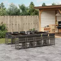 vidaXL 7-tlg. Garten-Essgruppe mit Kissen Braun Poly Rattan