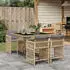 vidaXL Garten-Essgruppe 7-tlg. mit Kissen, Poly Rattan, Braun (3211629)