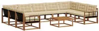 vidaXL Outdoor-Sofagarnitur mit Kissen 10 pcs Natur und Beige