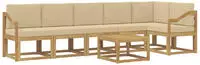 vidaXL Outdoor-Sofagarnitur mit Kissen 7 pcs Wei&szlig; und Beige Polyester