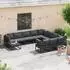 vidaXL Gartenlounge-Set mit Kissen 11-tlg., Aluminium Schwarz