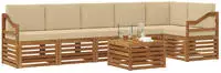 Ecksofa Set Mit Kissen 7 Pcs Natur Und Beige Massivholz Akazie Vidaxl