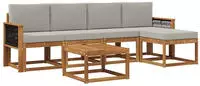 Outdoor-sofagarnitur 6 Pcs Nat&uuml;rlich Und Hellgrau Polyester Vidaxl