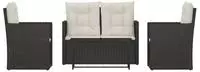 vidaXL 4-tlg. Garten-Lounge-Set mit Kissen Poly Rattan Schwarz