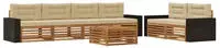 vidaXL Outdoor-Sofagarnitur mit Kissen 7 pcs Natur und Beige Polyester