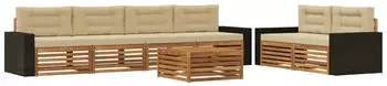 vidaXL Outdoor-Sofagarnitur mit Kissen 7-tlg. Natur/Beige Polyester (3383066)