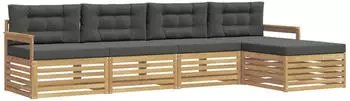 vidaXL Outdoor-Sofagarnitur 5-tlg. Polyester Wei&szlig;/Anthrazit (3390312)