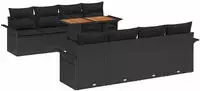vidaXL Garten-Sofa-Set mit Speicher 9 pcs Schwarz Poly Rattan