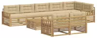 vidaXL Outdoor-Sofagarnitur mit Kissen 9 pcs Wei&szlig; und Beige Polyester