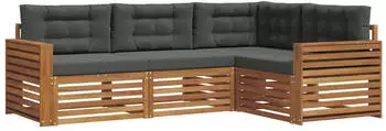 vidaXL Outdoor-Sofagarnitur mit Kissen 4-tlg. Natur/Anthrazit (3373387)