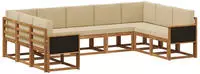 vidaXL Outdoor-Sofagarnitur 9 pcs Natur und Beige Massivholz Akazie