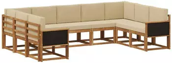 vidaXL Outdoor-Sofagarnitur 9-tlg. Akazienholz Natur/Beige (3385524)