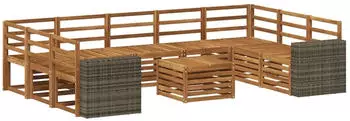 vidaXL Sofagarnitur 10-tlg. Natur Massivholz Akazie (3384875)
