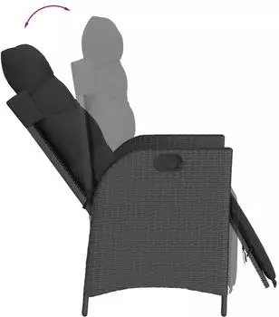 vidaXL Garten-Essgruppe 7-tlg. mit Kissen, Poly Rattan, Schwarz (3213342)