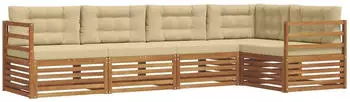 vidaXL Outdoor-Sofagarnitur mit Kissen 5-tlg., Natur/Beige (3373443)