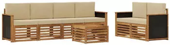 vidaXL Outdoor-Sofagarnitur 7-tlg. Akazienholz Natur/Beige (3384044)