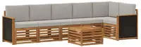 Ecksofa Set Mit Kissen 6 Pcs Nat&uuml;rlich Und Hellgrau Vidaxl